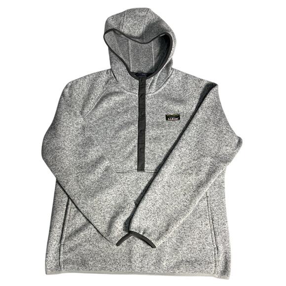 LL Bean Jackets & Blazers - LL Bean Womens Sweater Fleece Pullover Hooded Grey Size L